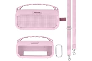 khanka for Bose New SoundLink Flex 2nd Gen Bluetooth Portable Speaker Silicone Case,Soft Protective Cover with Shoulder Strap for Bose New SoundLink Flex 2nd Gen,Case Only（Pink）