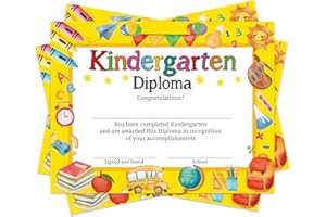 AUGTHEEP 35 Pcs Kindergarten Diploma Certificate for Kids Kindergarten Graduation Award Certificates for Kids Students Teachers Graduation Supplie Print or Write 8.5 x 11 Inch