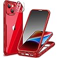 CENHUFO for iPhone 14 Plus Case, Privacy Phone Cover with Built-in Anti Peep Tempered Glass Privacy Screen Protector and Camera Protective, Full Body Shockproof Anti Spy Clear Double Bumper - Red