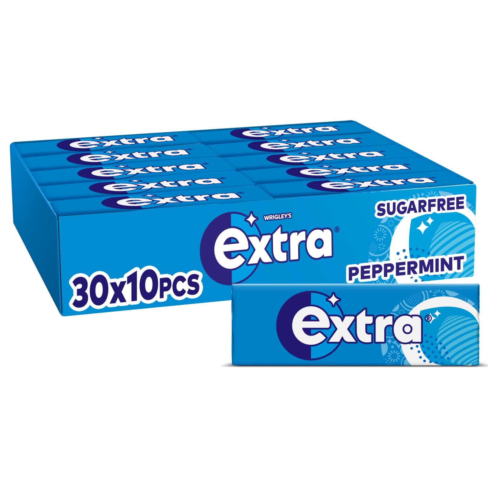 Wrigley’s Extra Peppermint Sugar Free Chewing Gum Bulk Pack 30 x 10 Pieces – Xylitol Gum for Fresh Breath, Long Lasting Flavour, Multipack Gum for Sharing, Office, Travel & Everyday Use — image 1