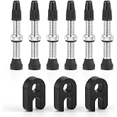 QWORK Presta Valve Stem Kit, 9 Pieces 40mm Tubeless Valve Stem Kit with 3 Valve Core Removers for Bicycles and Road Bike Tubeless Rims Pair, No Leak Tubeless Presta Valve Stems