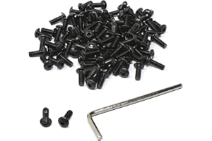 iexcell 100 Pcs M3 x 8mm Thread Pitch 0.5 mm Alloy Steel 10.9 Grade Hex Socket Button Head Cap Screws Bolts Kit, Black Oxide 