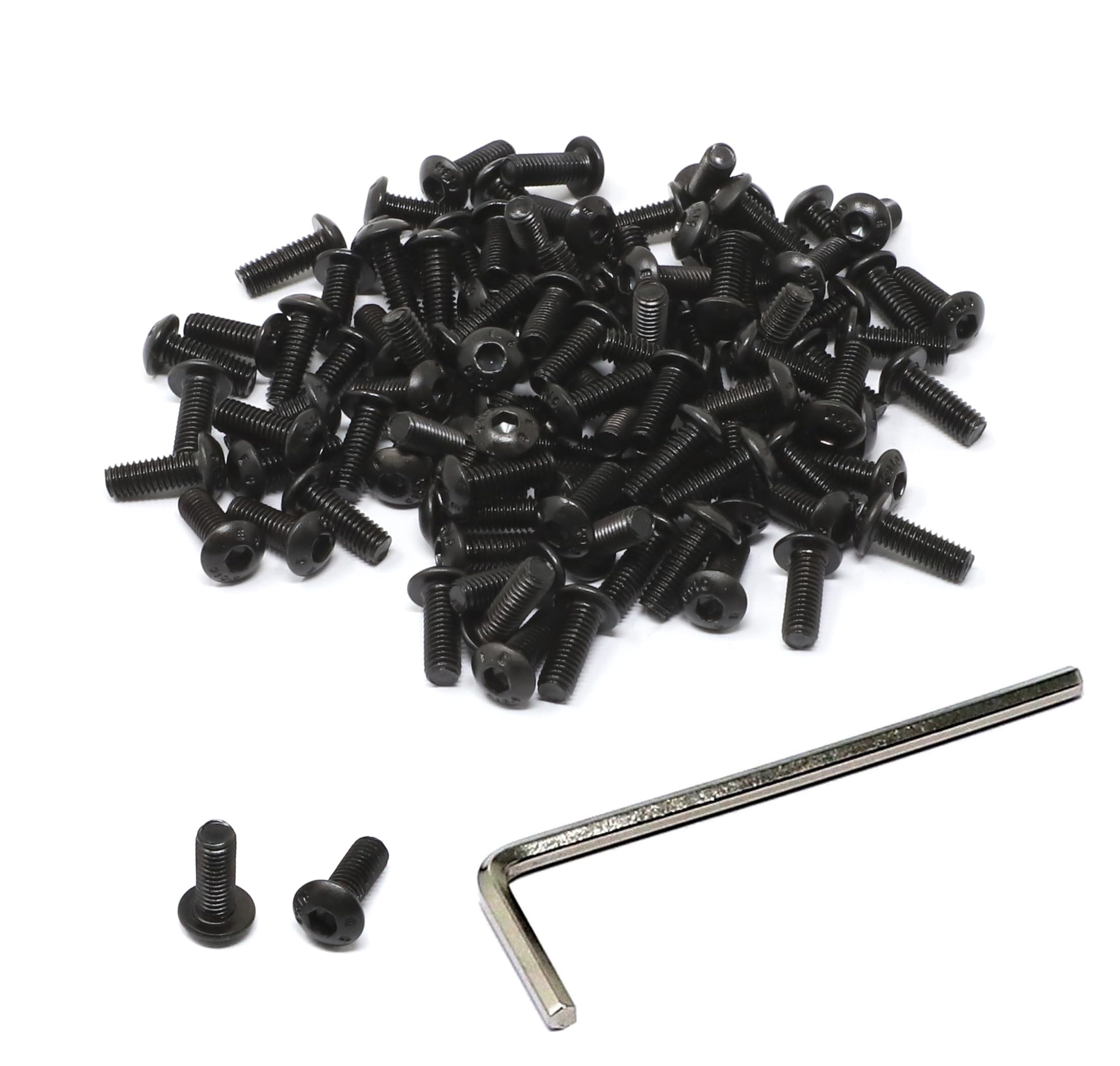 iexcell 100 Pcs M3 x 8 Thread Pitch 0.5 mm Alloy Steel 10.9 Grade Hex Socket Button Head Cap Screws Bolts Kit, Black Oxide Finish