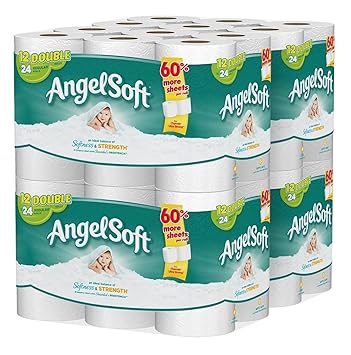 Angel Soft 2 Ply Toilet Paper, 48 Double Bath Tissue (Pack of 4 with 12 rolls each)
