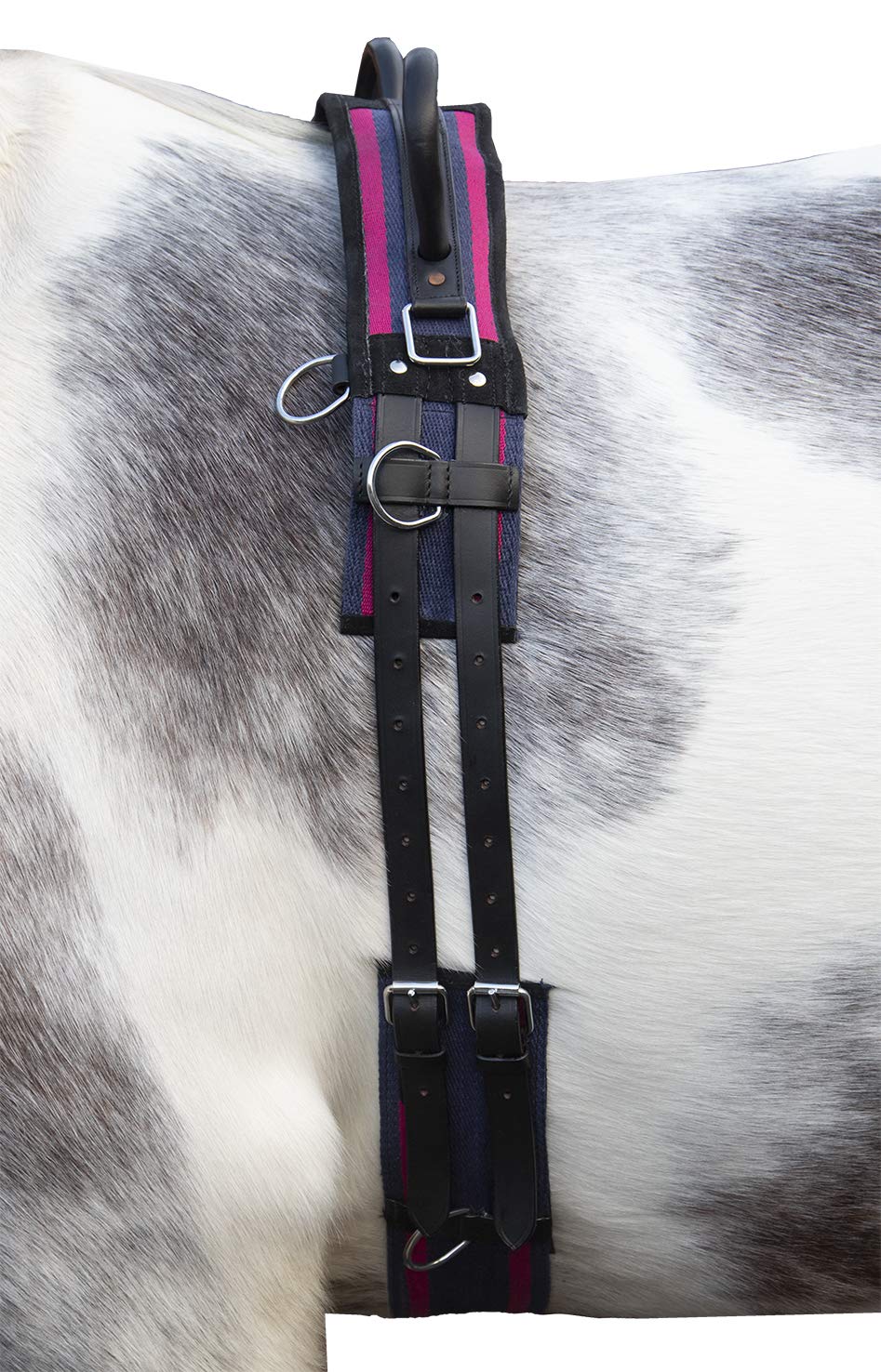 HKM Canvas Tack Girths Navy/Passion Pony