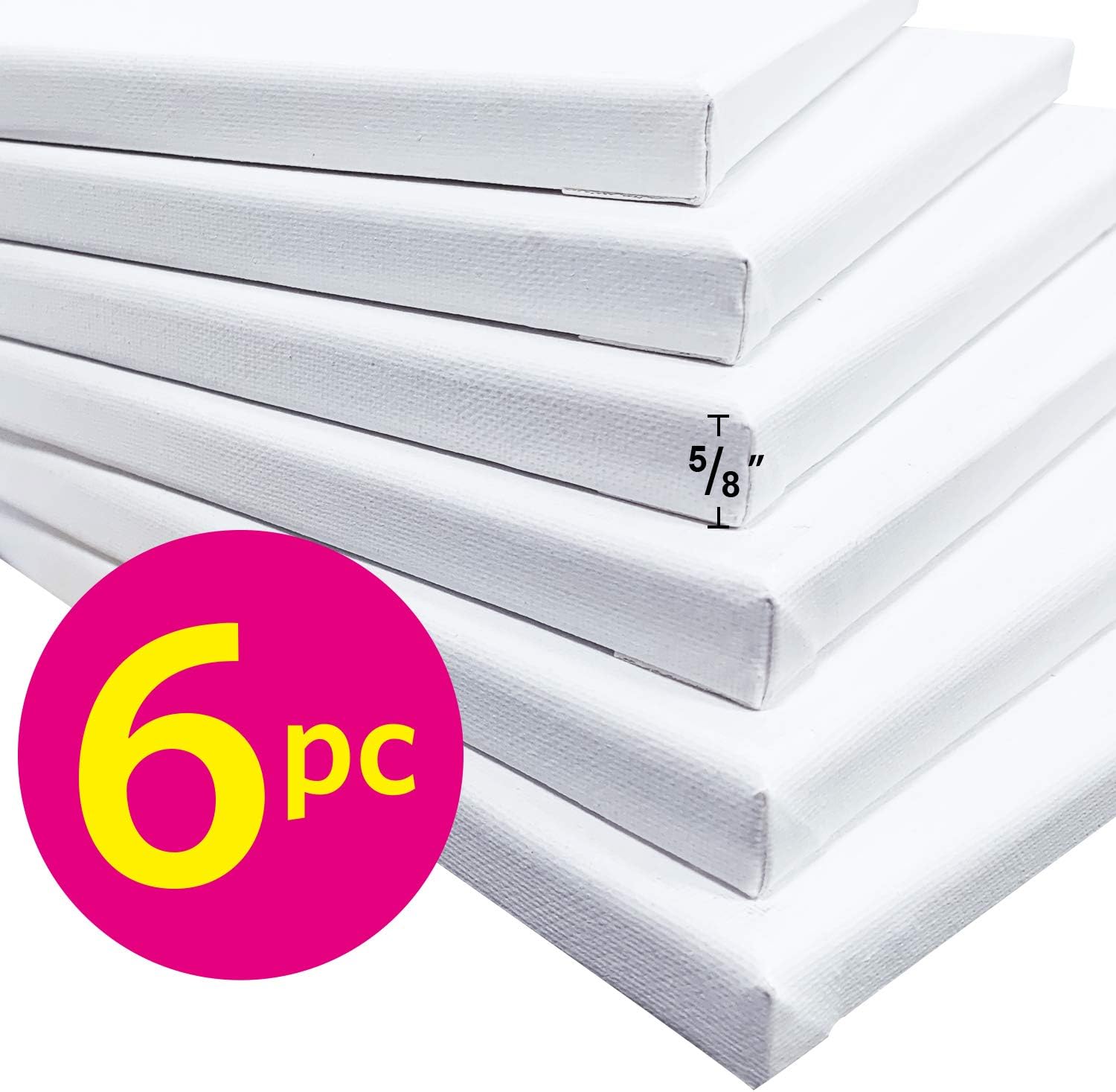 PHOENIX White Blank Cotton Stretched Canvas Artist Painting - 10x20 Inch / 6 Pack - 5/8 Inch Profile Triple Primed for Oil & Acrylic Paints: Arts, Crafts & Sewing