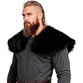 Joukavor Viking Faux Fur Collar Fur Shoulder Wrap Shawl Viking Halloween Costume Men