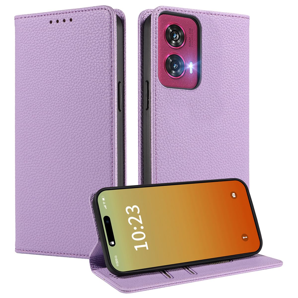 MOJIA Case for Motorola Edge 50 Fusion, [Strong Magnetic Closure] Premium PU Leather Wallet Case Flip Phone Cover, Card Holder Multifunctional Case. Purple — image 1