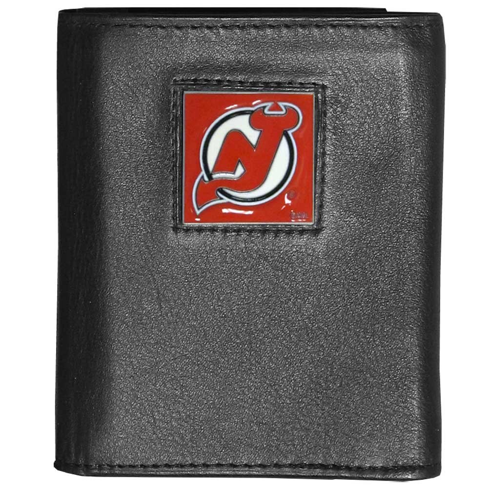 Siskiyou Sports NHL Mens New Jersey Devils Deluxe Leather Tri-fold Wallet Packaged in Gift Box One Size Black