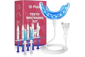 Pdoo Teeth Whitening Kit with LED Light for Sensitive Teeth, Fast Results for Brightening at Home, Teeth Whitening Gel Helps Remove All Kinds of Stains