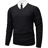 MAGNIVIT Men's V Neck Pullover Light Weight Long Sleeve Knit Soft Fashion Ribbed Sweater