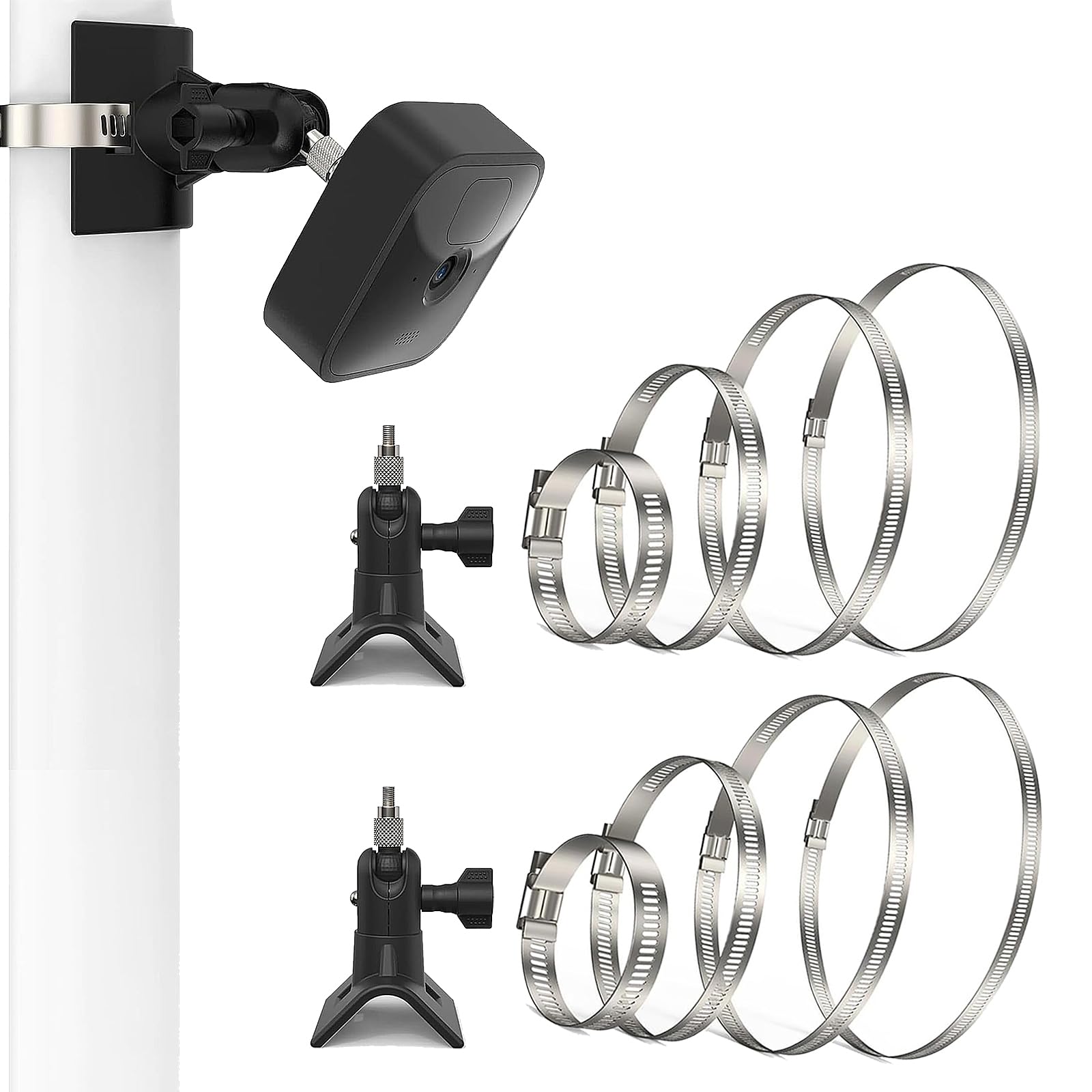 [2 Pack] Blink Camera Pole Mounting Bracket for All-New Blink Outdoor 4 (4th Gen)/(3rd Gen)/XT2/Blink Mini Security Cameras, Camera Mount with 8X Adjustable Pipe Clamp, Pole Mount, Black