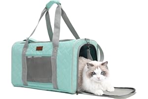 H.S.C PET PRODUCE HSC PET Cat Carrier Small Dog Soft-Sided Quilted Pet Pups Bag Fit Luggage Case Traveling Outdoor Go to Vet, Side Pocket,15 lbs Puppy/18 lbs Cat or Kittens (Light Green)