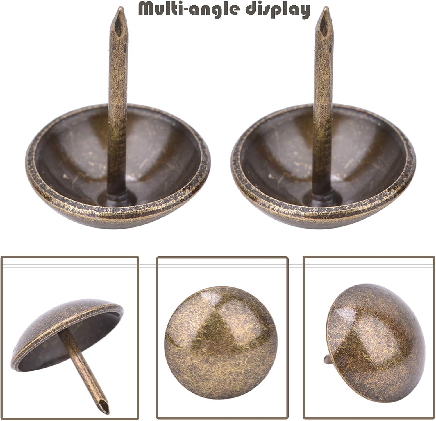 50PCS Thickened Upholstery Tacks Antique Brass Furniture Nails Pins Round Large-Headed Nail Antique Upholstery Nails Furniture Tacks(16 * 20mm) - Image 3