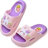Facviult Kids Slides for Girls Boys - Toddler Bunny Slippers Quick Drying Shower Shoes Non-Slip Pool Sandals Shower Flip Flops