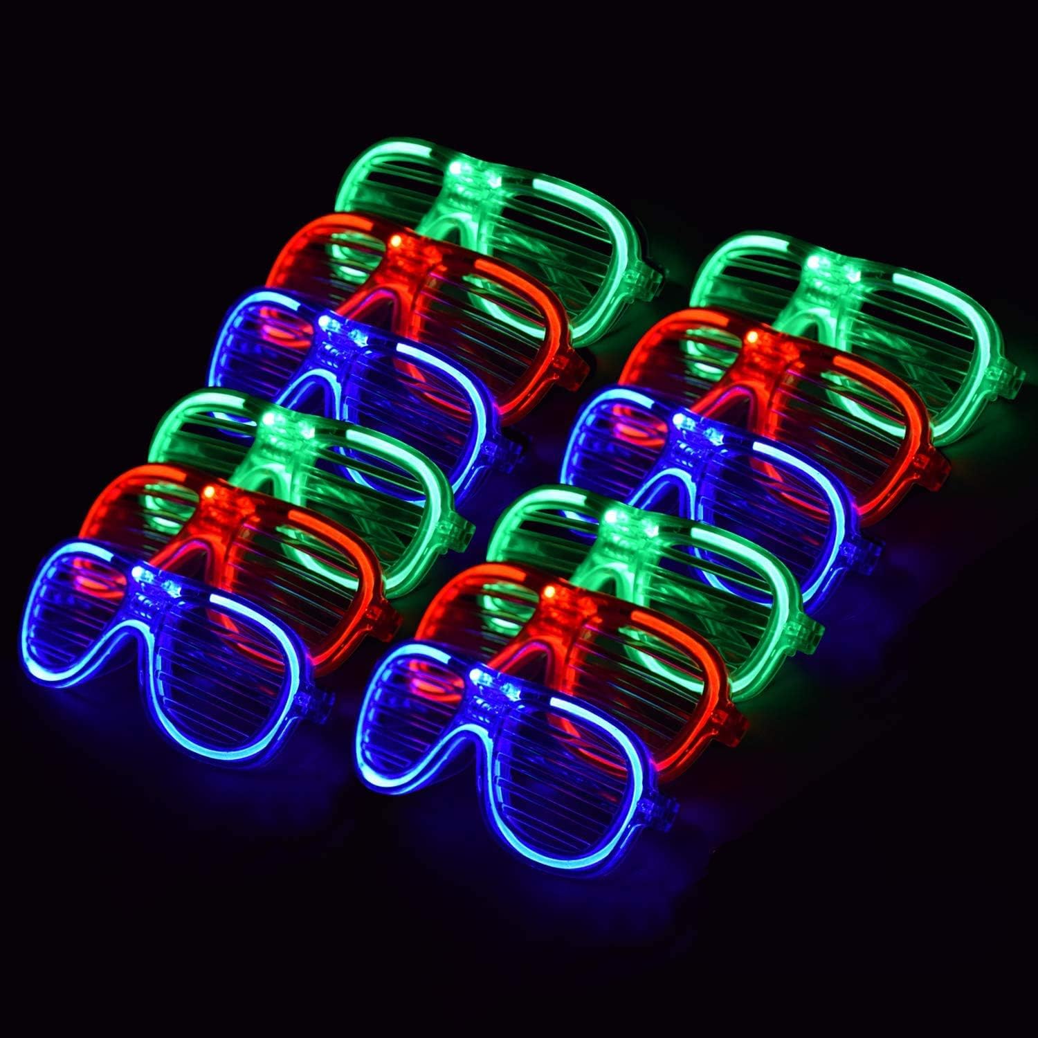 Senhui 12Pcs Flashing Neon Glasses,Unisex LED Eyewear Light Up Glow,Plastic LED Glasses for