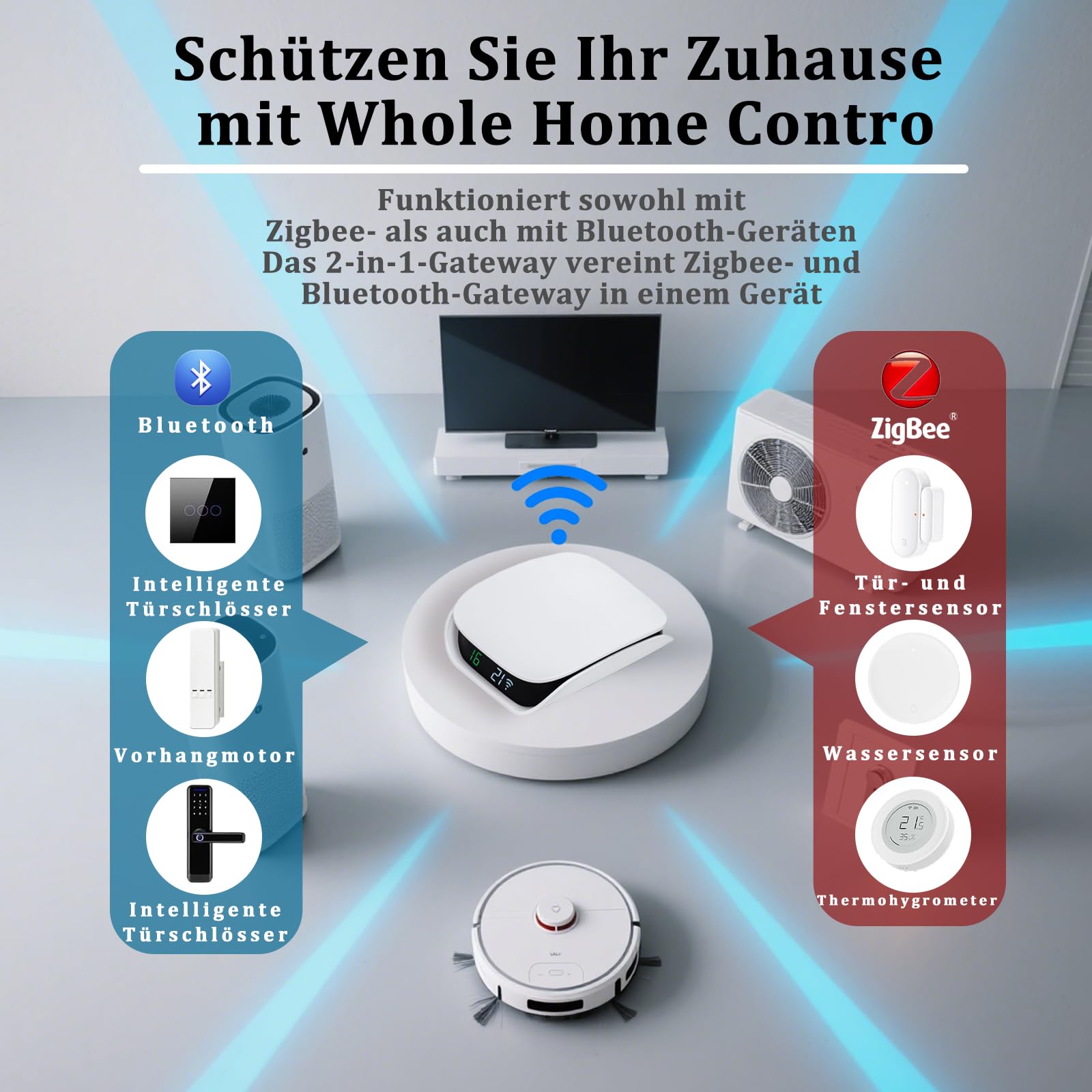 CHSGD Tuya Zigbee Gateway Hub [Online-Geräten Anzeigemenge]Smart Bluetooth ZigBee Hub&Controller für Hausautomation Intelligenter Zigbee Gateway Bridge Kompatibel mit Alexa,Google Home,Smart Life,Weiß 4