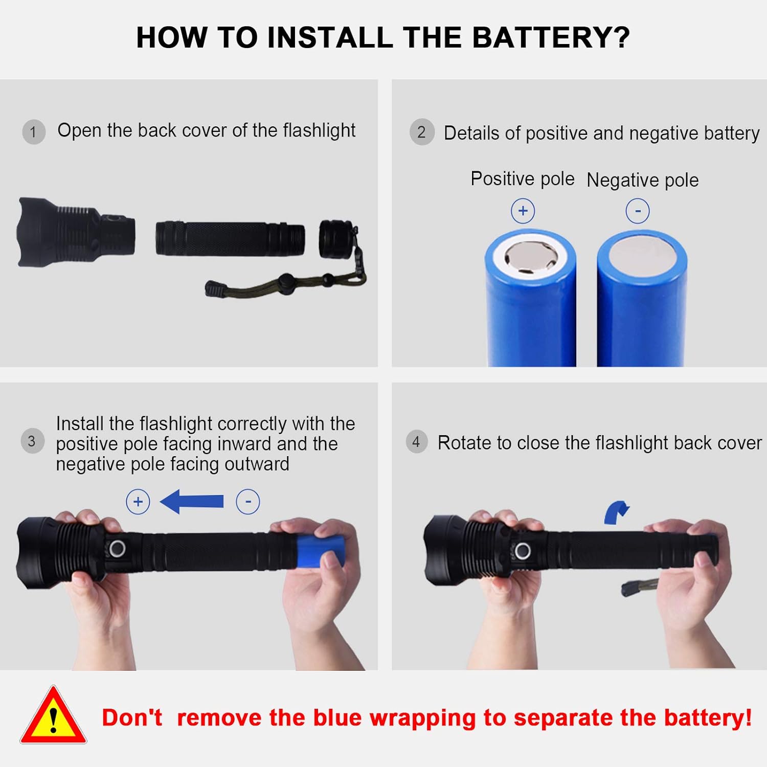 Rechargeable LED Flashlights High Lumens, 90000 Lumens Super Bright Zoomable Waterproof Flashlight with Batteries Included & 3 Modes, Powerful Handheld Flashlight for Camping Emergencies - - 