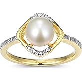 MORGAN & PAIGE .925 Sterling Silver 18K Yellow Gold Plated Birthstone and Diamond Accent Halo Statement Ring - Prong Setting Women’s Birthday Silver Jewelry for Her, Choice of Gemstones