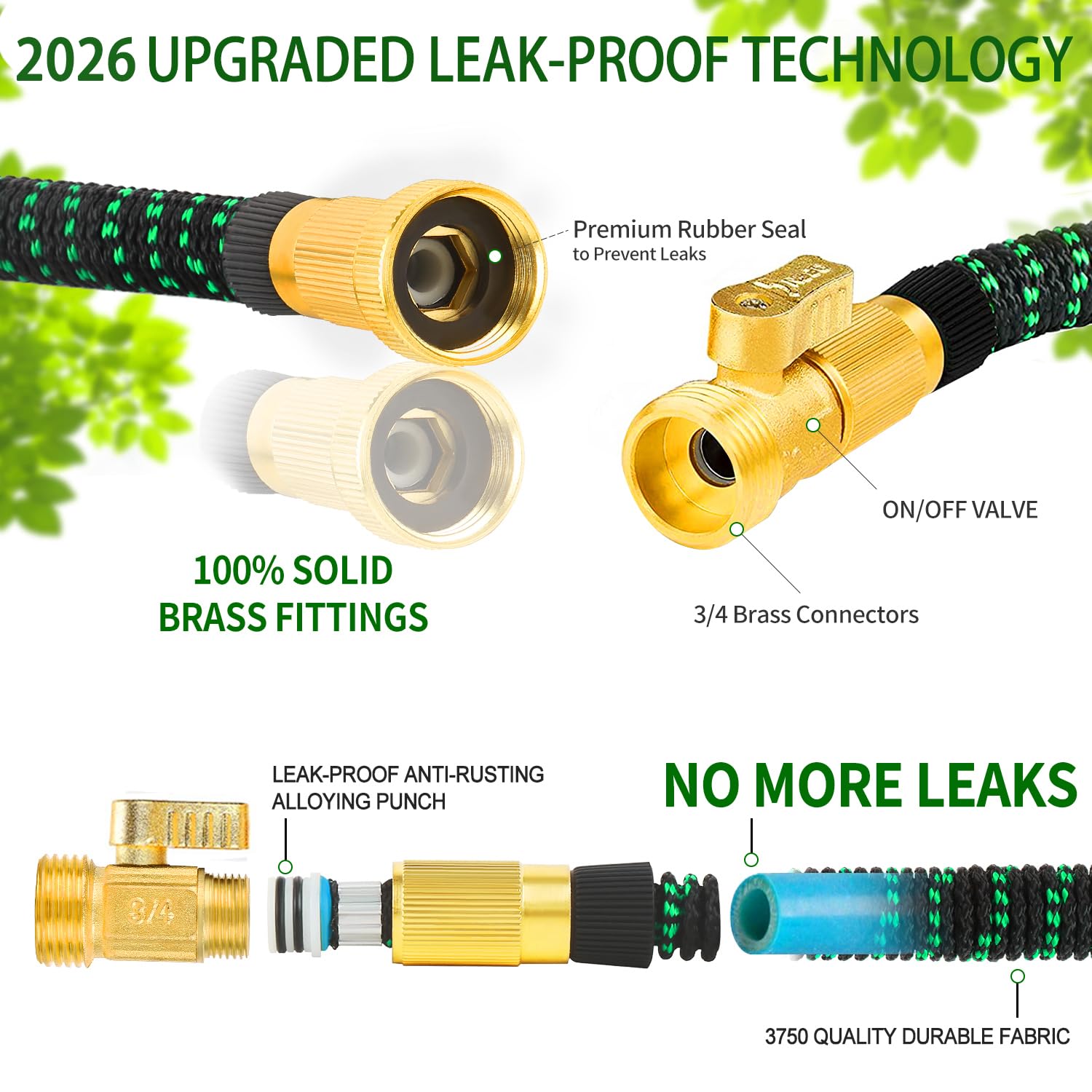 Condition photo showing As Is for 100 ft expandable garden hose - all new 2026 retractable water hose with 3/4" solid brass fittings, 