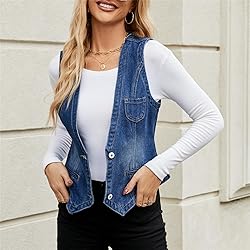 Ladyful Women's Classic Crop Denim Waistcoat Vest