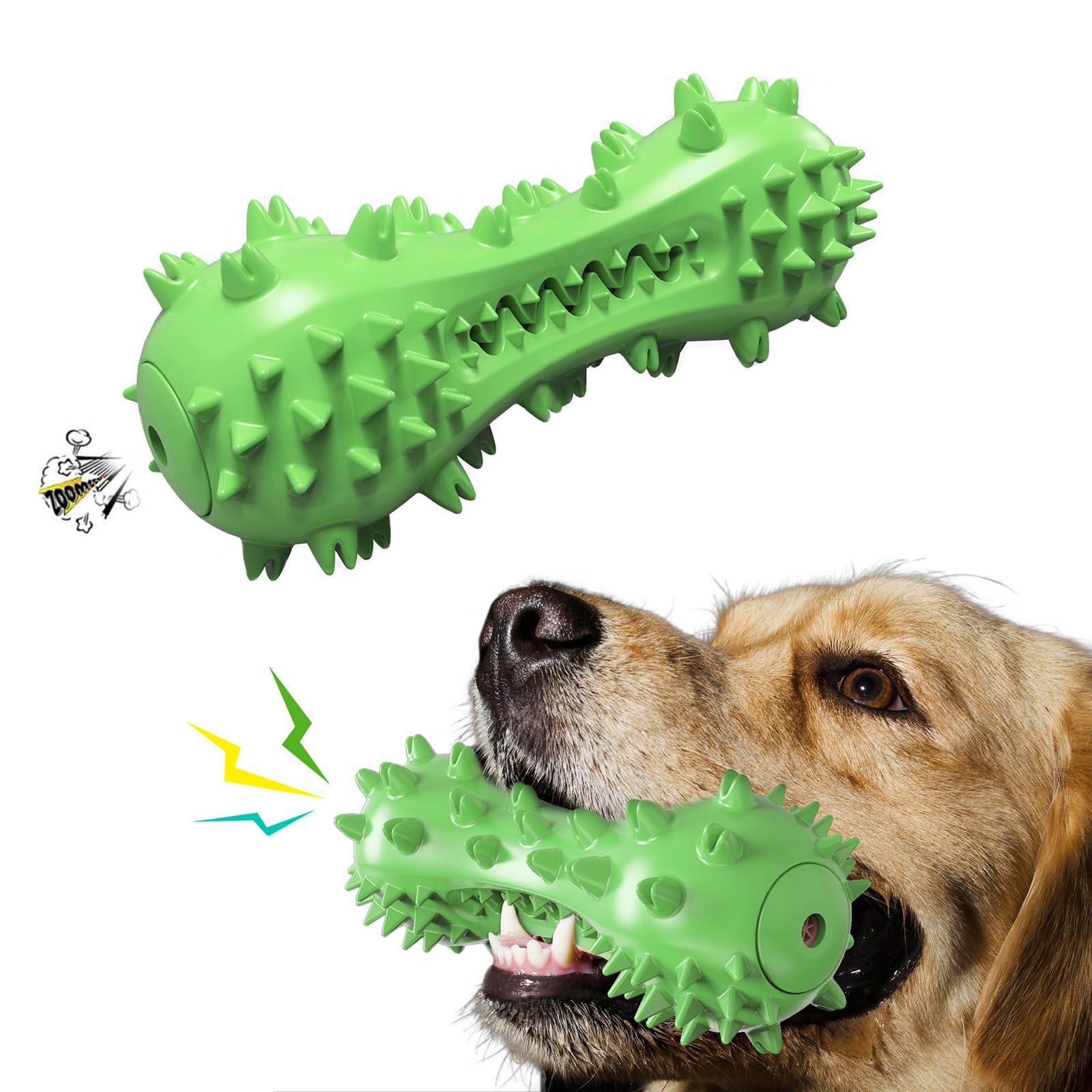 Acecy Dog Toys, Puppy Teething Toys, Dog Toy Indestructible Toothbrush Toys, Squeaky Interactive Dog Toy for Small Medium Large Breed(Green)