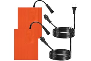 Nkiy Quen 2 Pcs Engine Silicone Heating Pad-5" x 4" Detachable Oil Pan Heater with 194℉ Thermostat-80W Self-Adhesion Engine Block Heater Pad for Cold Weather Car Automotive Engine Heating