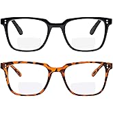 Yogo Vision 2 Pack Bifocal Reading Glasses Readers for Men Women Anti Glare Lightweight Eyeglasses