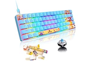 Mechanical Gaming Keyboard Mini Compact Wired 18 Chroma RGB Backlit Custom Dye Sublimation Anime PBT Keycaps Portable Full 68