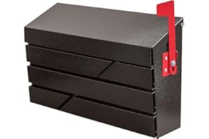 YOOBOX Wall Mount Mailbox for House Outside, Large Capacity Mailbox with Flag Drop Box, Galvanized Steel and Rust-Proof Metal Post Box, 15.74"x9.84"x4.33", Black-Gold, MD065