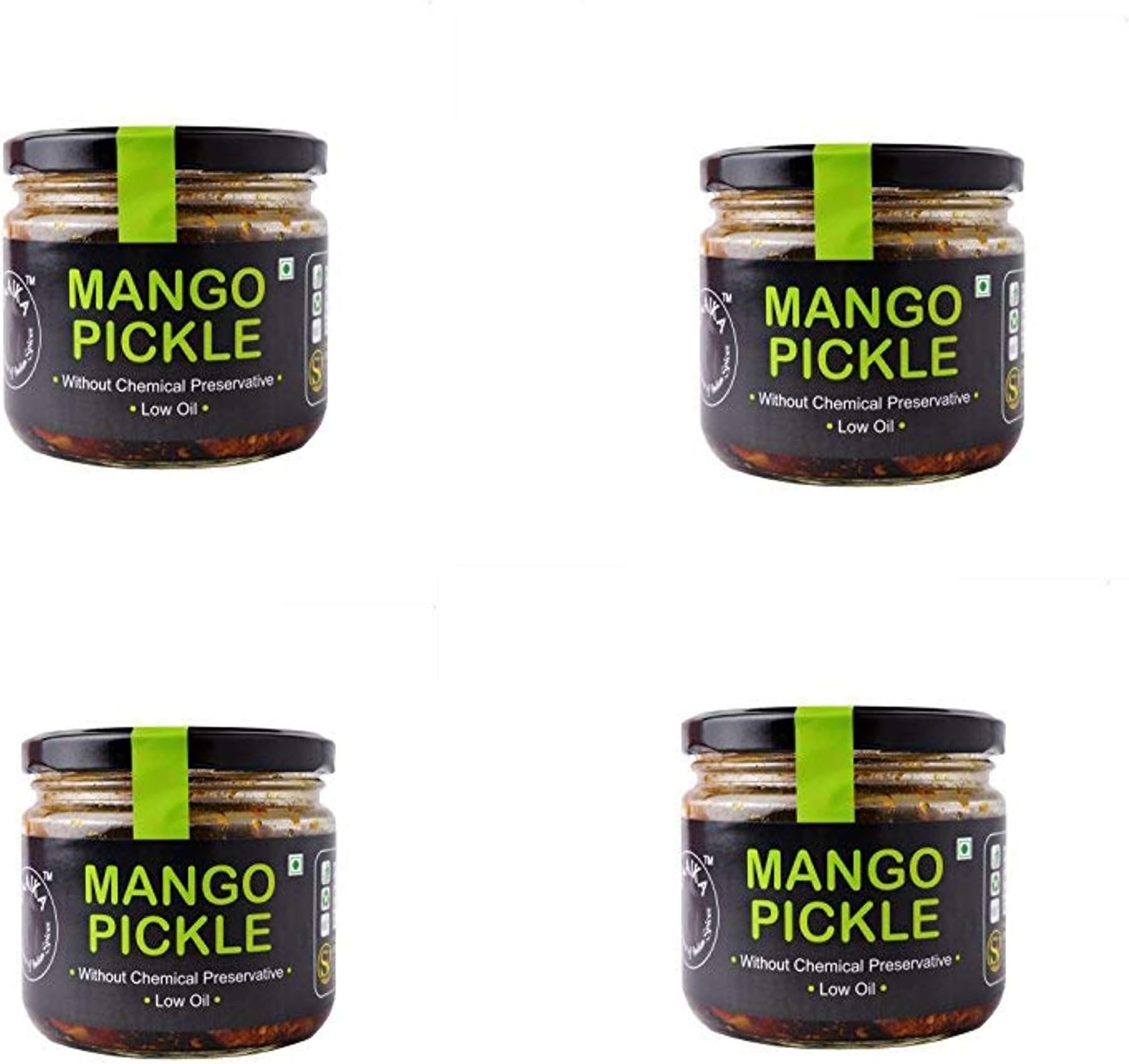 Zaaika Mango Pickle - Indian Home Made Low Oil Achaar 800 GR (28.21oz) (Pack of 4)