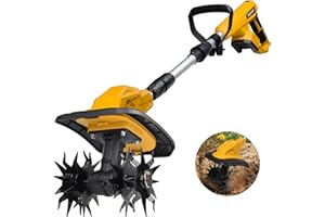 Cordless Tiller Cultivator Compatible with Dewalt 20V Max Battery, 360RPM Battery Powered Electric Garden Tiller Cultivator 8