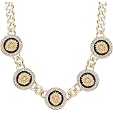Women's Basketball Wives Style Gold-Plating 5 Lion Heads Necklace Hip Hop Statement Chunky Chain Choker Necklace