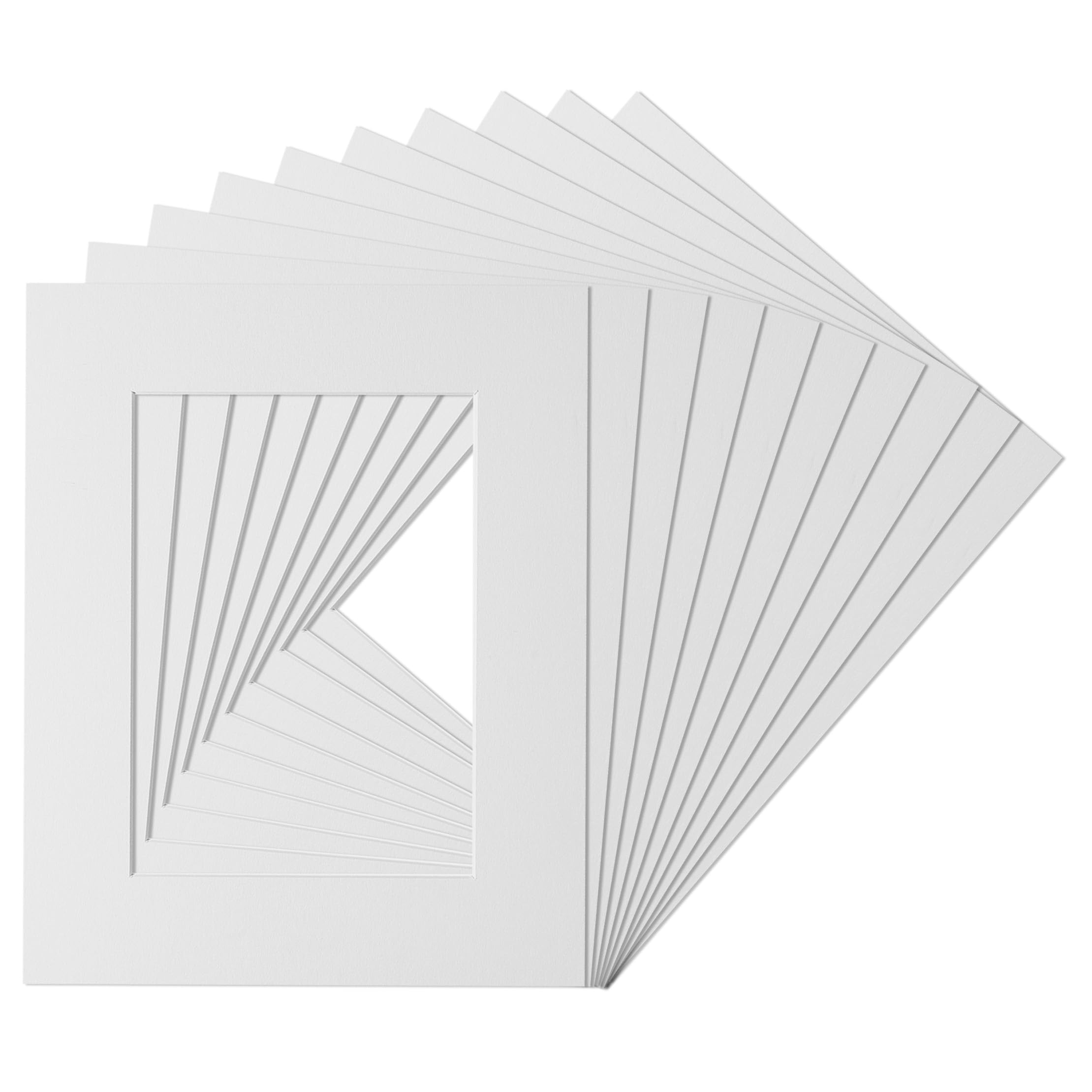 Olive Portraits Pack of 10 White Photo Mounts, Bevel Cut for 7" x 5" Frames, To fit 5" x 4" Photos, Acid-Free Cardboard, Protects Photos, Elegant Display, Ideal for Home Decor and Photographers