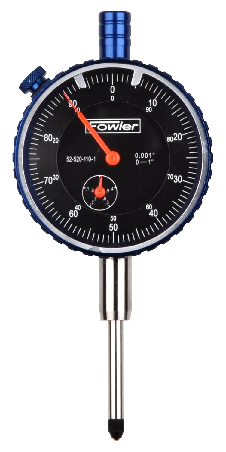 Fowler 525201101 Brass Premium Dial Indicator, Black Face, 1" Total
