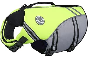 VIVAGLORY Sports Style Dog Life Vest, Dog Life Jacket for Swimming & Boating, Ripstop & Buoyancy for Puppy Doggy, Lifejacket with Handle, XL, Bright Yellow