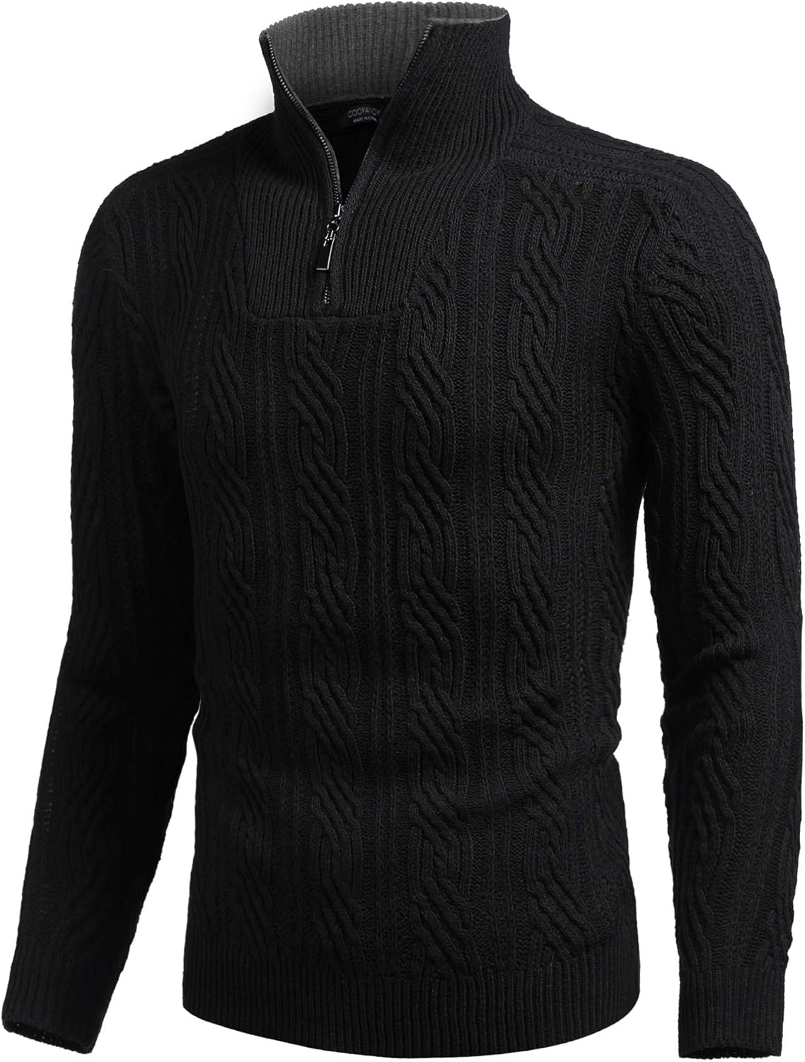 COOFANDY Men's Quarter Zip Sweater Slim Fit Casual Knitted Turtleneck ...