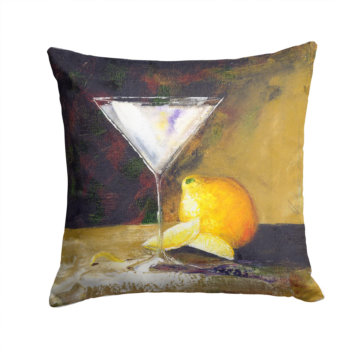 Caroline's Treasures Lemon Martini by Malenda Trick Canvas Decorative Pillow TMTR0035PW1414