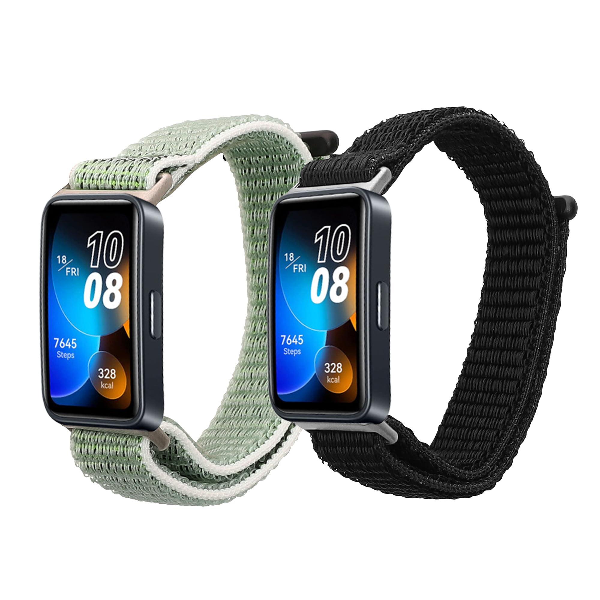 kwmobile Nylon Smartwatch Strap Compatible with Huawei Band 10/9 / 8 Strap - 2x Fitness Tracker Replacement Wristband with Clasp