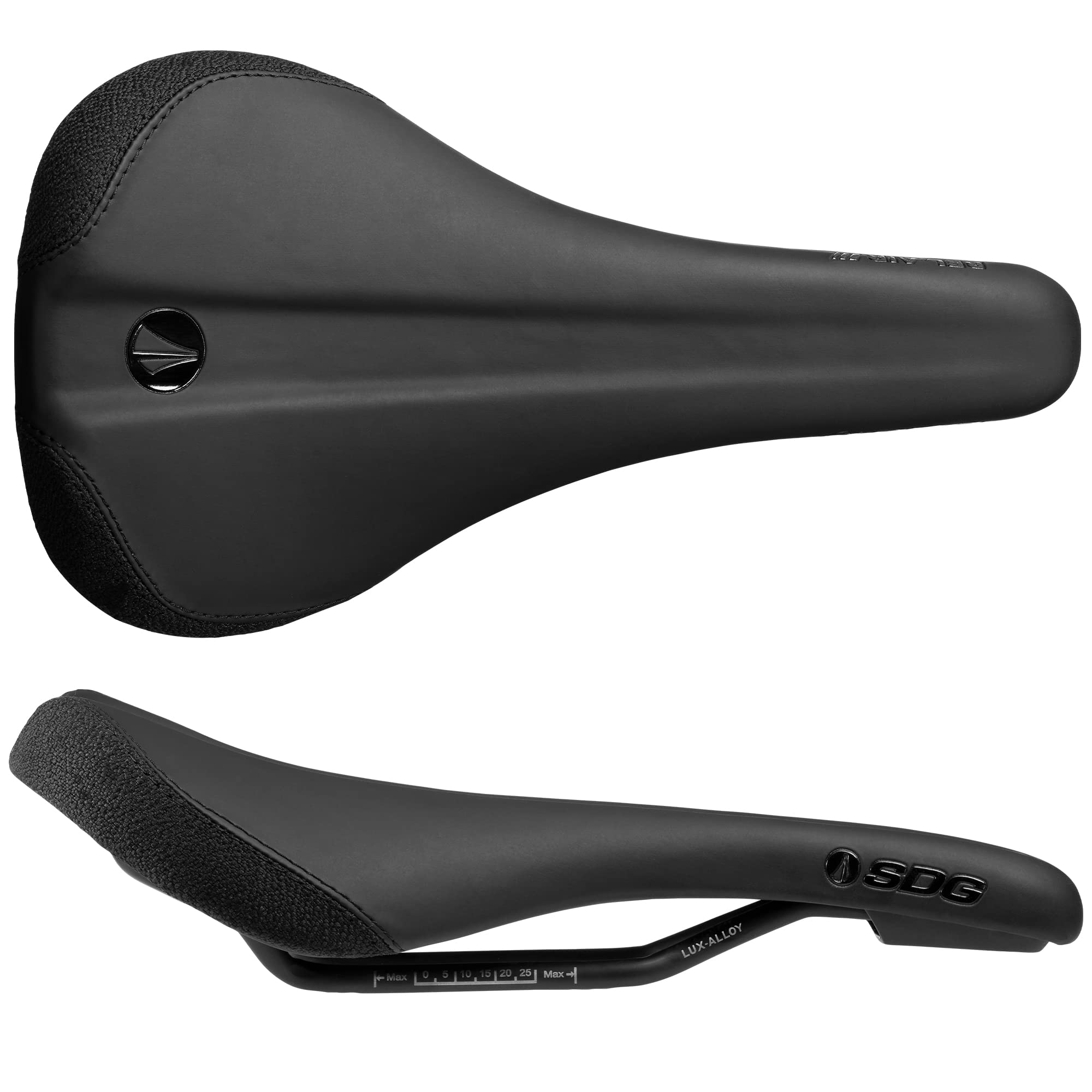 SDG Bel-Air V3 Traditional Saddle – Black Top/Black Base | MTB, Trail & Gravel Comfort Saddle with Cut-Out & Lux-Alloy Rails