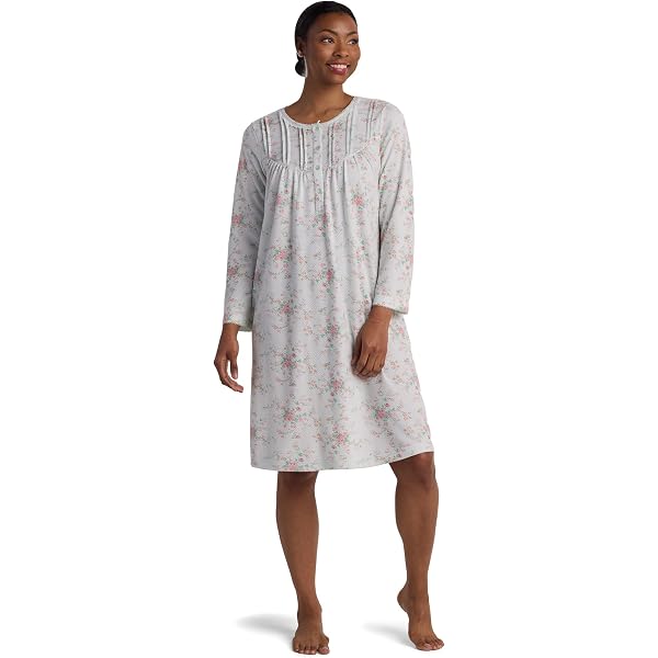 Eileen West Women's Sweater Knit Nightgown - Long Sleeve Short Gown, Soft Poly-Spandex Blend - View #9