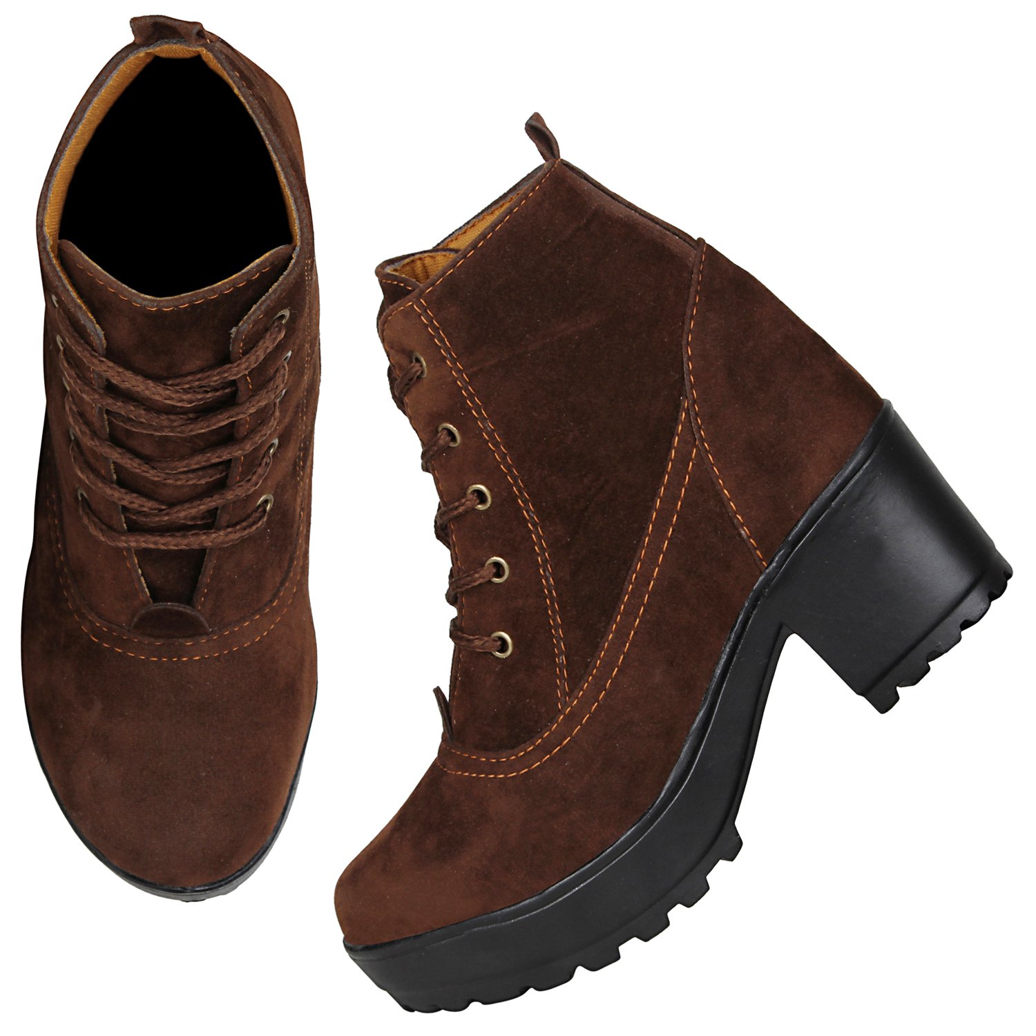 fashimo women's black leather look ankle length boot