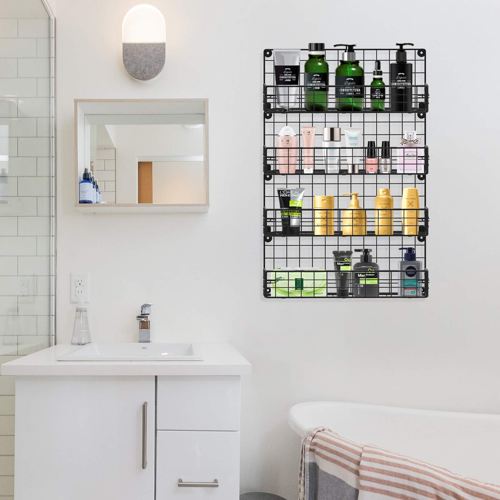 Xcosrack Spice Rack Organizer Wall Mounted 4Tier Stackable Hanging