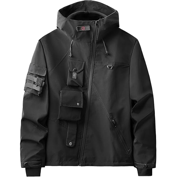 XYXIONGMAO Streetwear Hooded Black Jacket Techwear