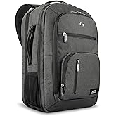 Solo New York TSA Laptop Backpack for Women & Men -Carry On Bookbag for Travel & Work, Lightweight Bag, Mesh Side Pockets, Padded Straps, Fits 17.3" Computer - Grand Travel, Grey