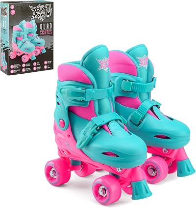 Xootz Kids Quad Skates Pink Adjustable Beginner Roller Skates Girls