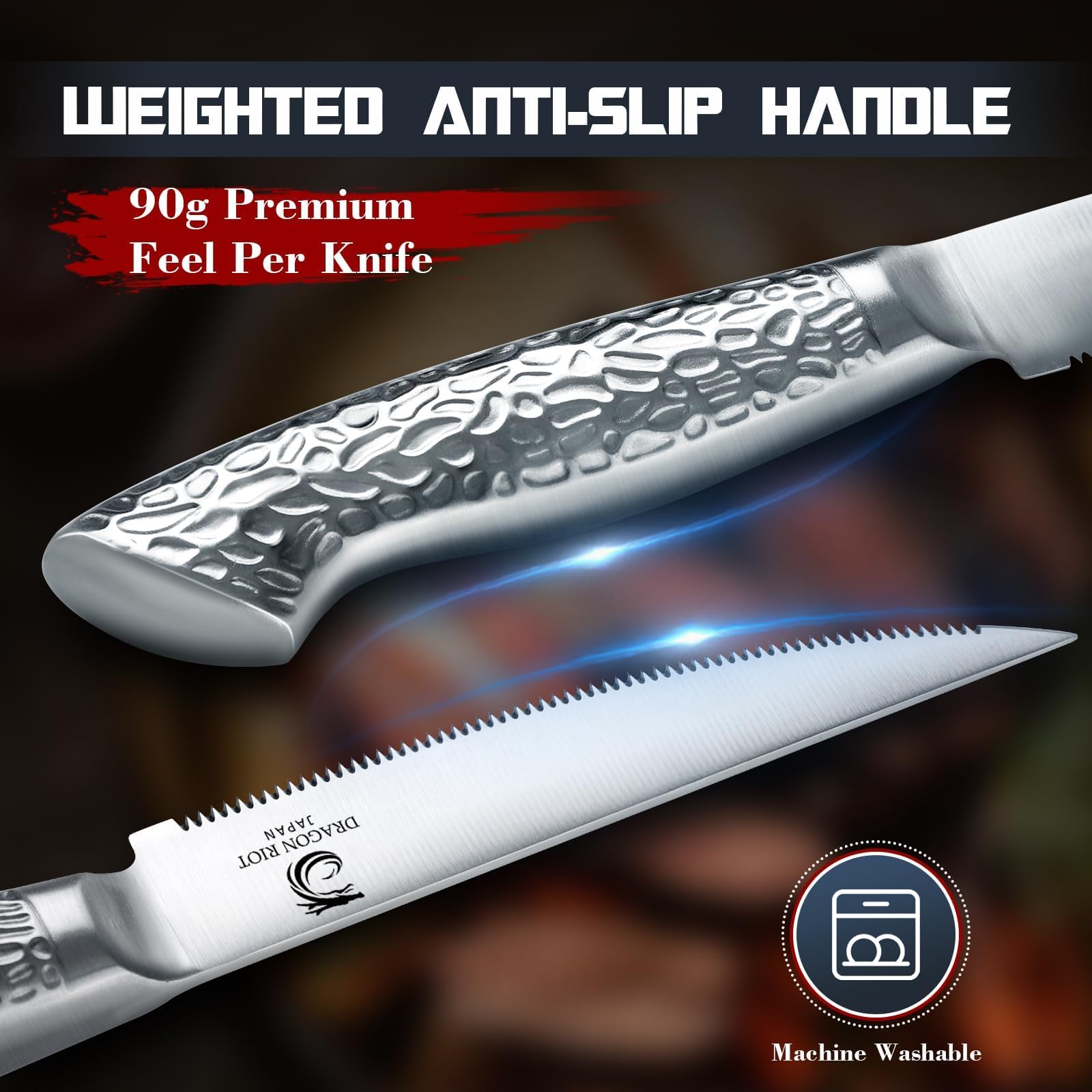 DRAGON RIOT Steakmesser Set 6-teiliges Steakbesteck mit Sägezahnklingen aus japanischem Edelstahl, spülmaschinengeeignet inklusive Aufbewahrungsbox 3