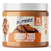 Fit Butters Caramel Fudge Coconut Cookie Cashew Almond Butter Spread, Added Protein and Coconut Oil, Low Carb, Low Sugar, Complete Protein Dessert Flavored Nut Butter
