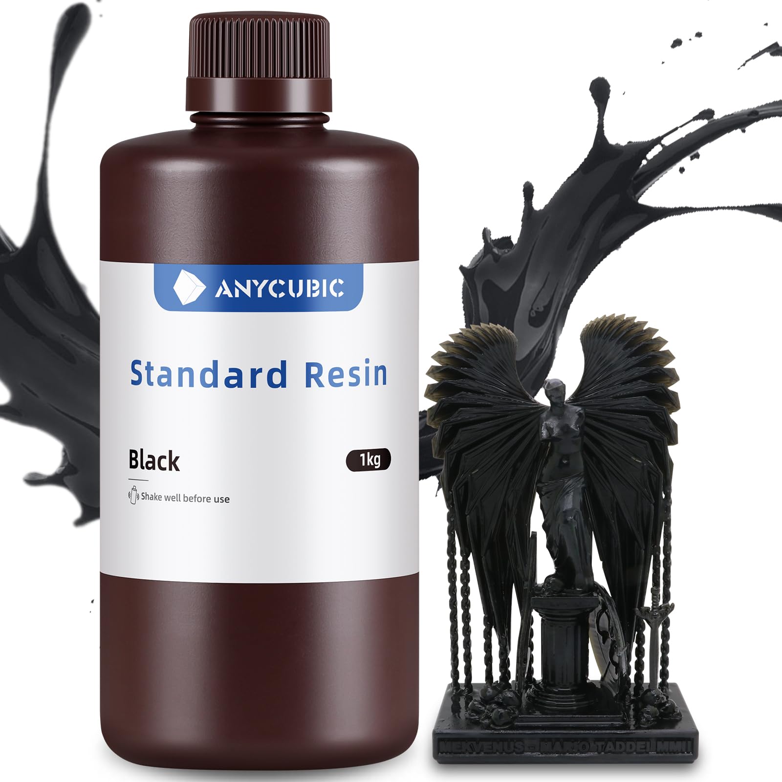 ANYCUBIC Standard 3D Printer Resin, LCD UV 405nm Rapid Photopolymer 3D Resin for 6K/8K/12K/14K LCD 3D Printers(1000g, Black)