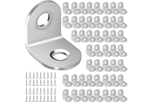 ZOENHOU 100 PCS 20 x 20 mm Stainless Steel L Brackets, 90 Degree Corner Bracket with 200 Screws, Corner Braces for Wood